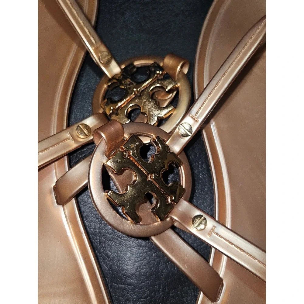 Tory Burch Womens Rose Gold Mini Miller Jelly Thong Sandals 10